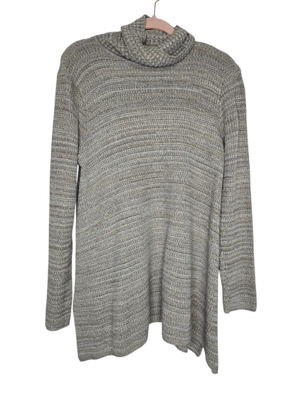 Cowl-neck pullover styled as a flowy tunic length top
